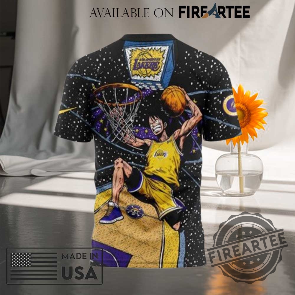 Los Angeles Lakers One Piece Monkey D.Luffy T-shirt Hoodie 5 Los Angeles Lakers One Piece Monkey D.Luffy T-shirt Hoodie