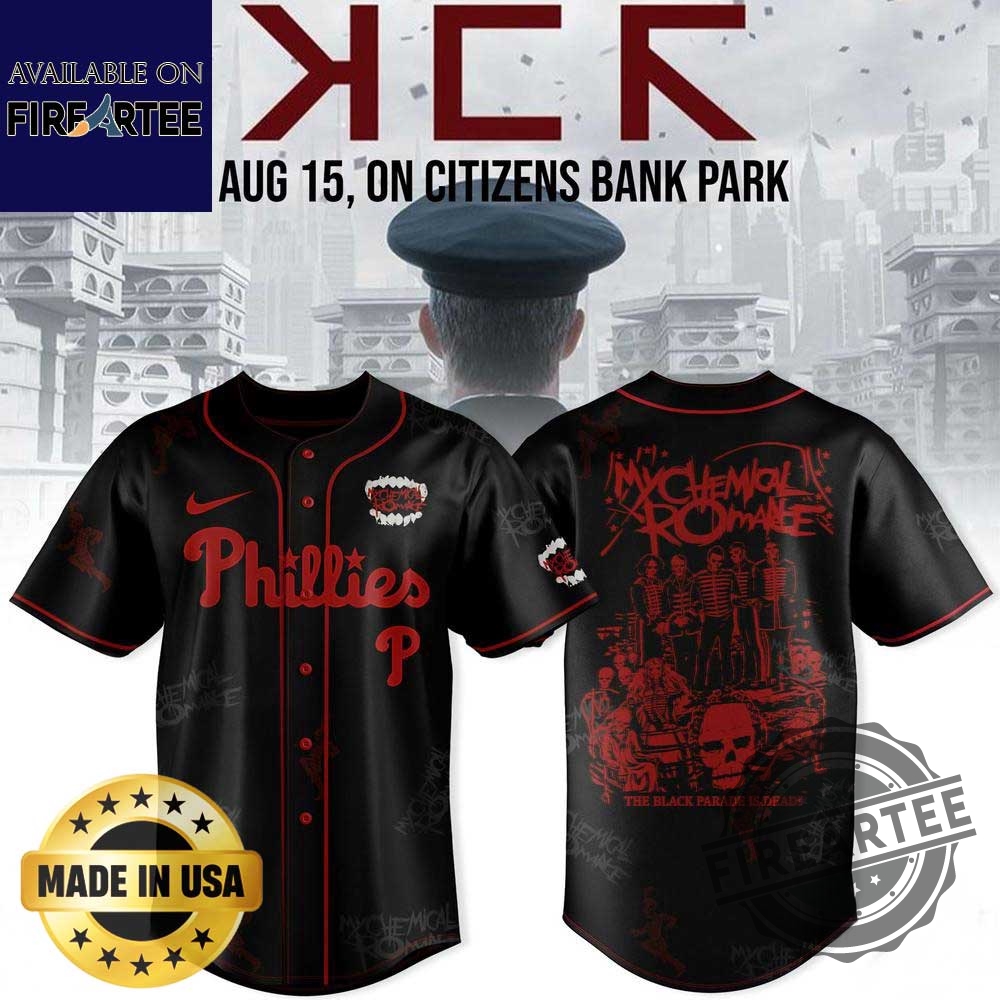 "Top Pop Culture Jerseys: Movie, Music, and Sports Collectibles 2025" 11 Philadelphia Phillies X My Chemical Romance Tour Baseball Jersey