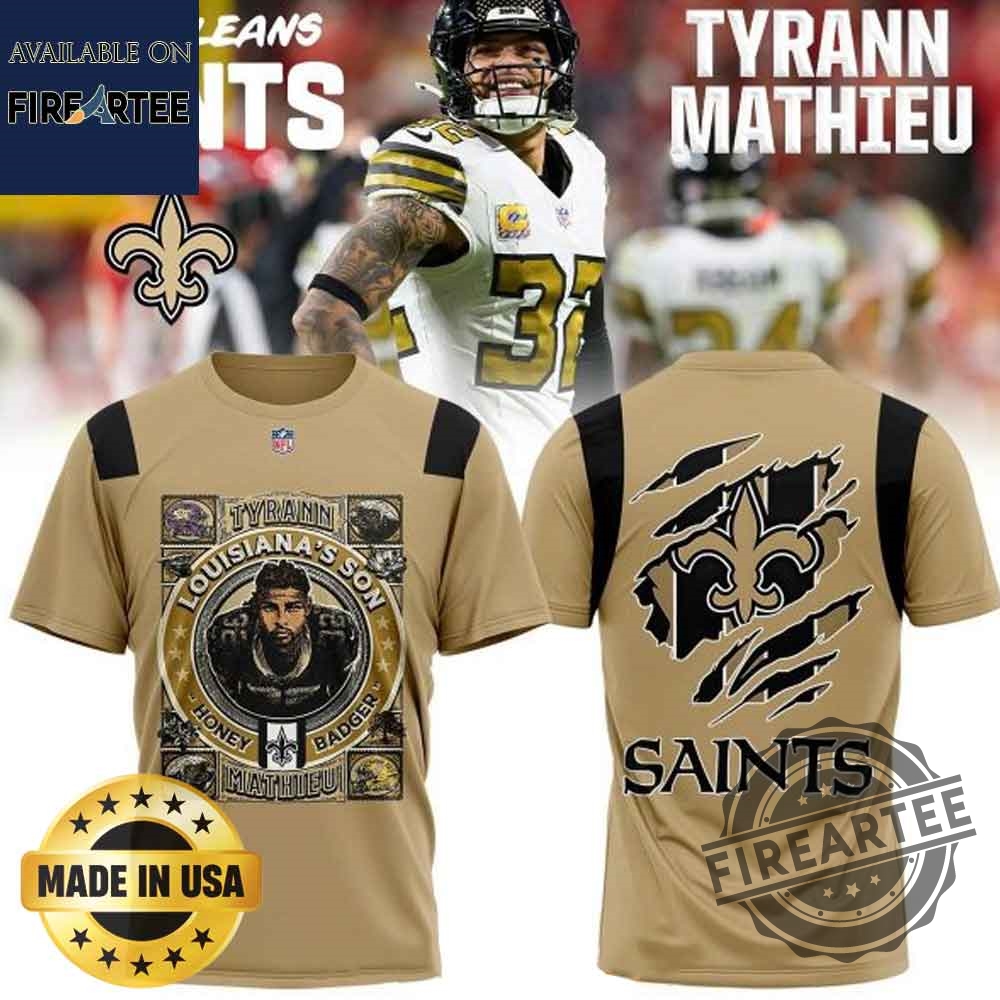 New Orleans Saints Tyrann Mathieu The Honey Badger Tshirt Hoodie