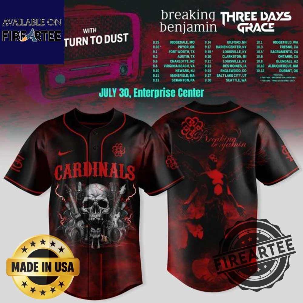 St. Louis Cardinals Breaking Benjamin U.S. Tour 2025 Three Days Grace Jersey