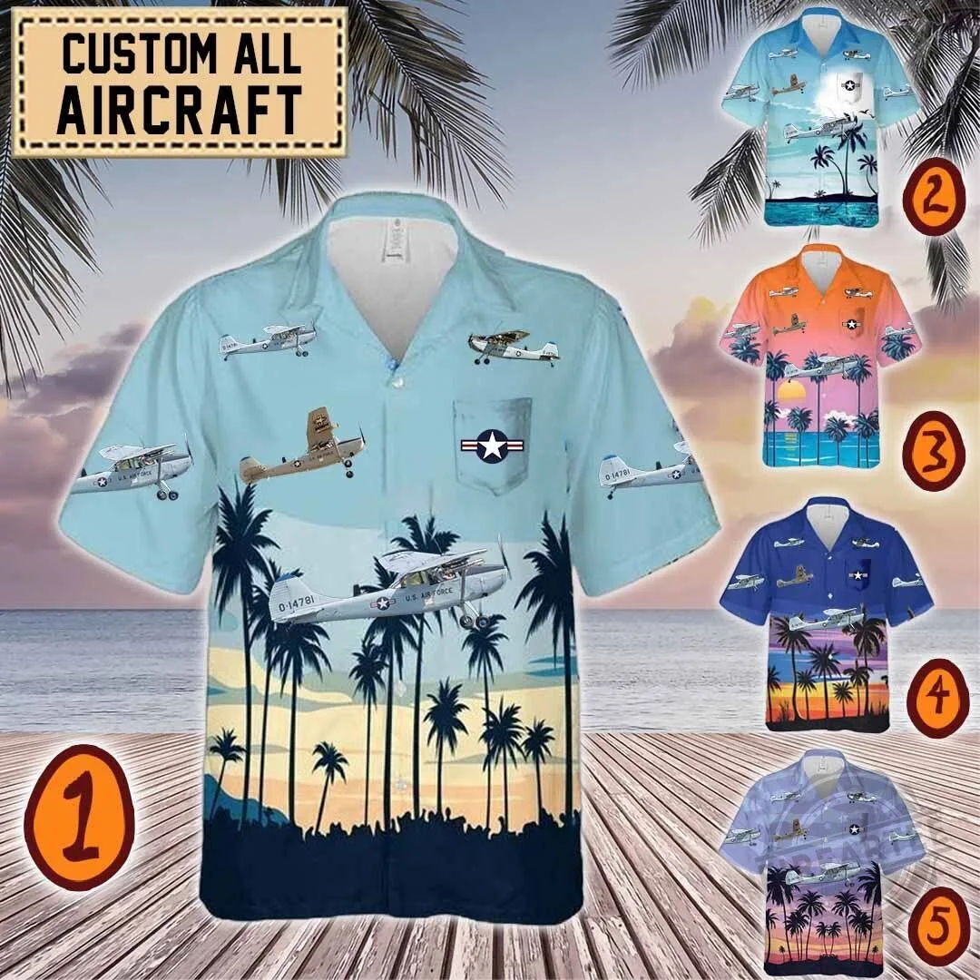 Cessna O-1 Bird Dog US Air Force Aircraft Hawaiian Shirt