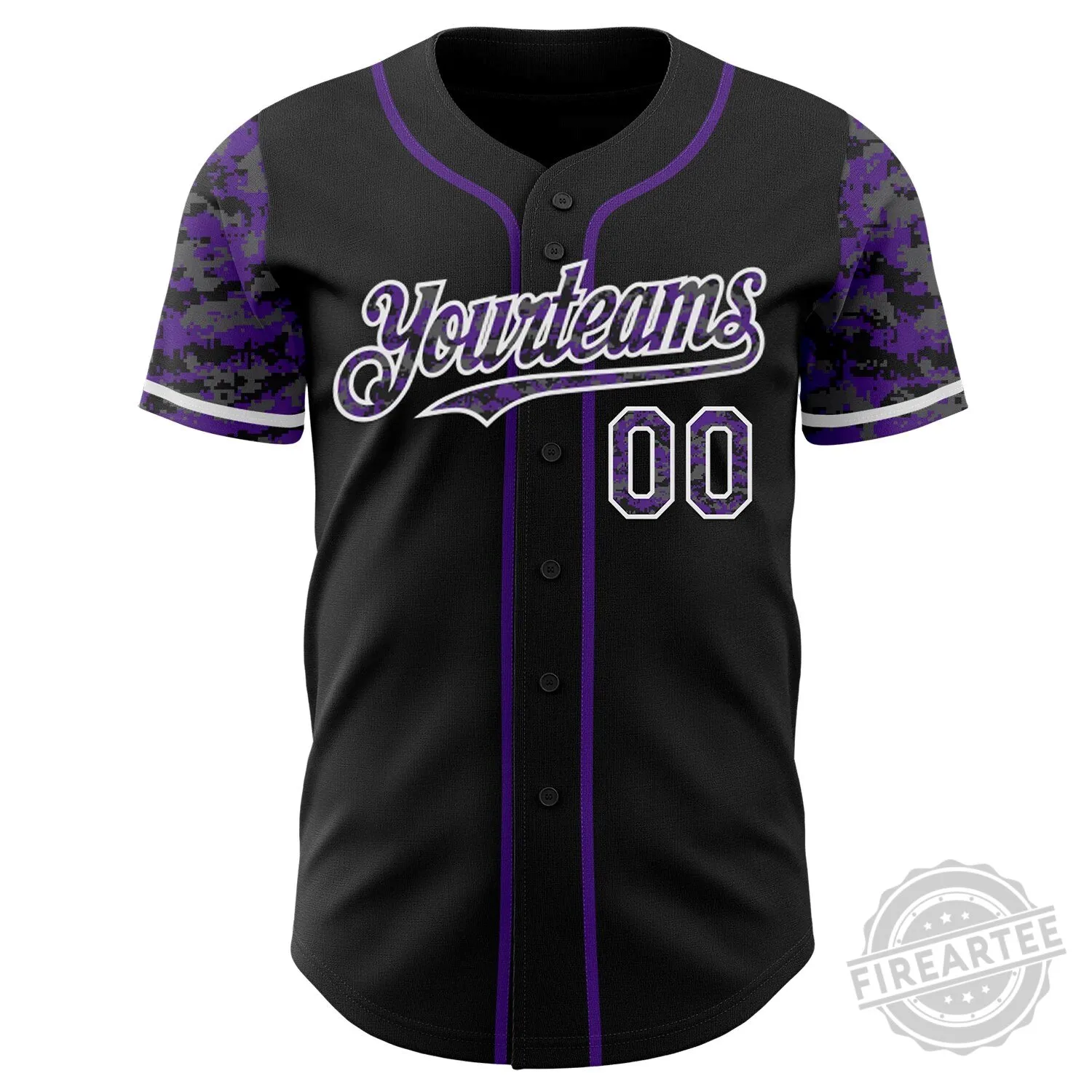 Custom Black Purple White Digital Camouflage Two Tone Baseball Jersey 6 Custom Black Purple White Digital Camouflage Two Tone Baseball Jersey