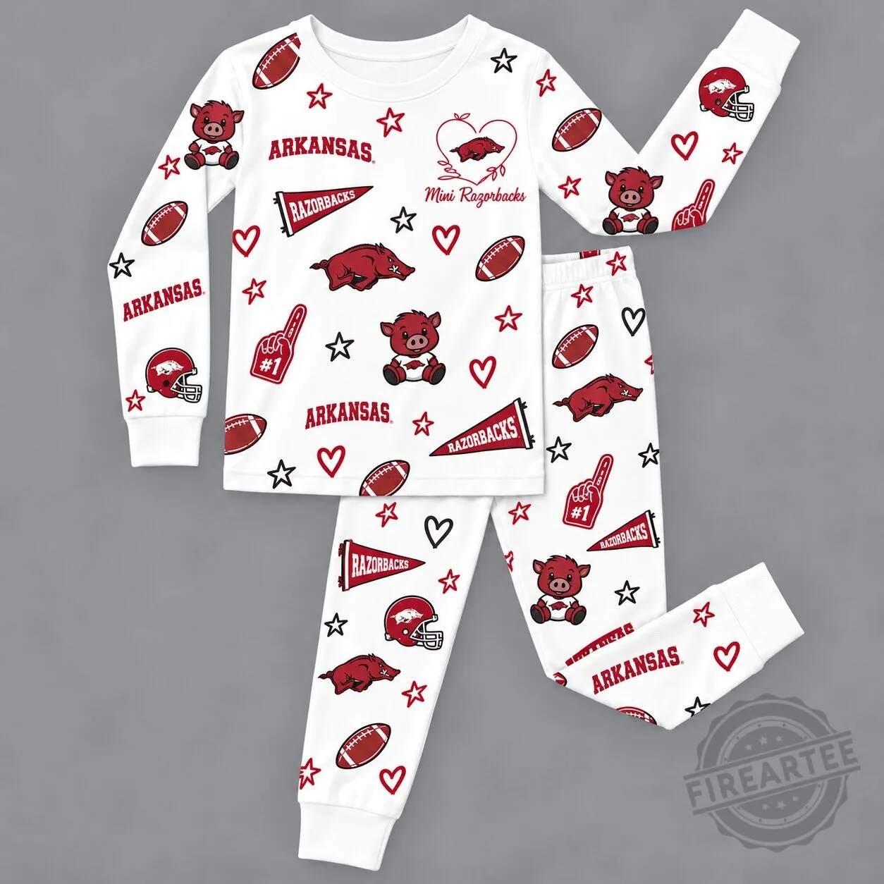 Arkansas Razorbacks Baby and Toddler Pajamas Set with Football Theme