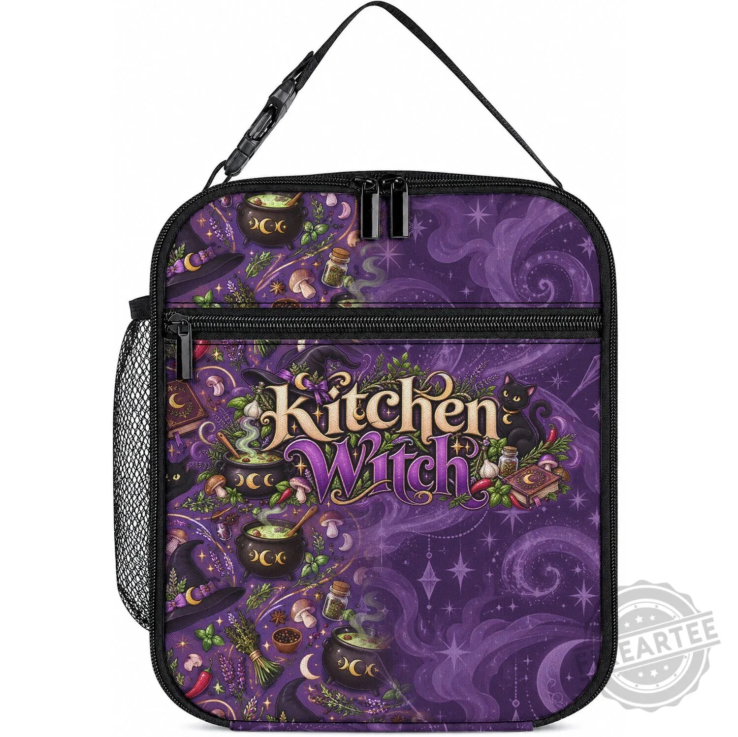Kitchen Witch Mystical Magic Herb Cauldron Black Cat Insulated Lunch Bag
