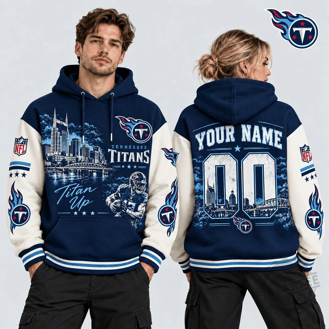 Tennessee Titans NFL Rise Sea Vintage Desert Custom Name Number Hoodie