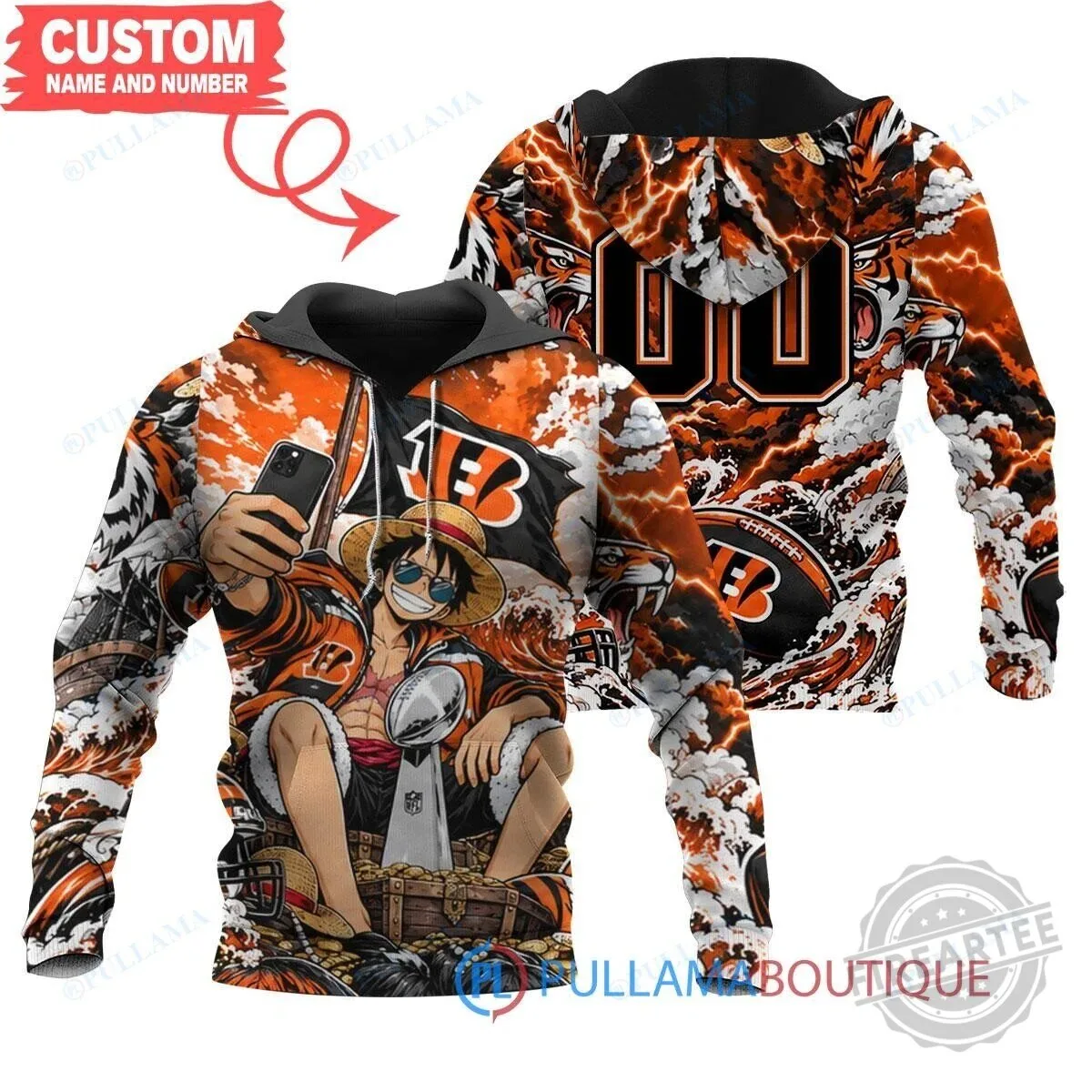 Cincinnati Bengals Monkey D. Luffy One Piece Anime Football Hoodie