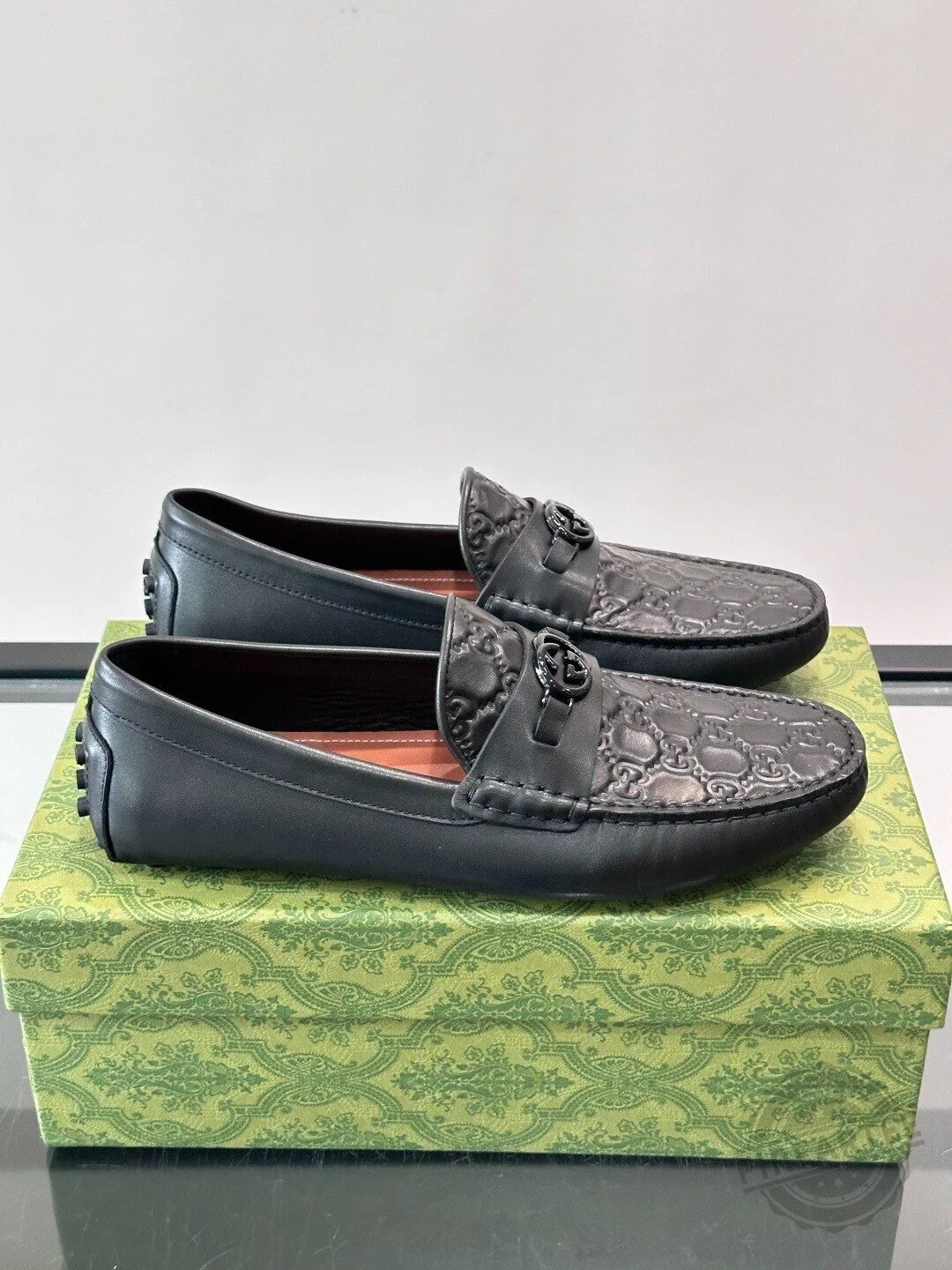 Gucci Black Leather Embossed Interlocking G Loafers for Men 6 Gucci Black Leather Embossed Interlocking G Loafers for Men