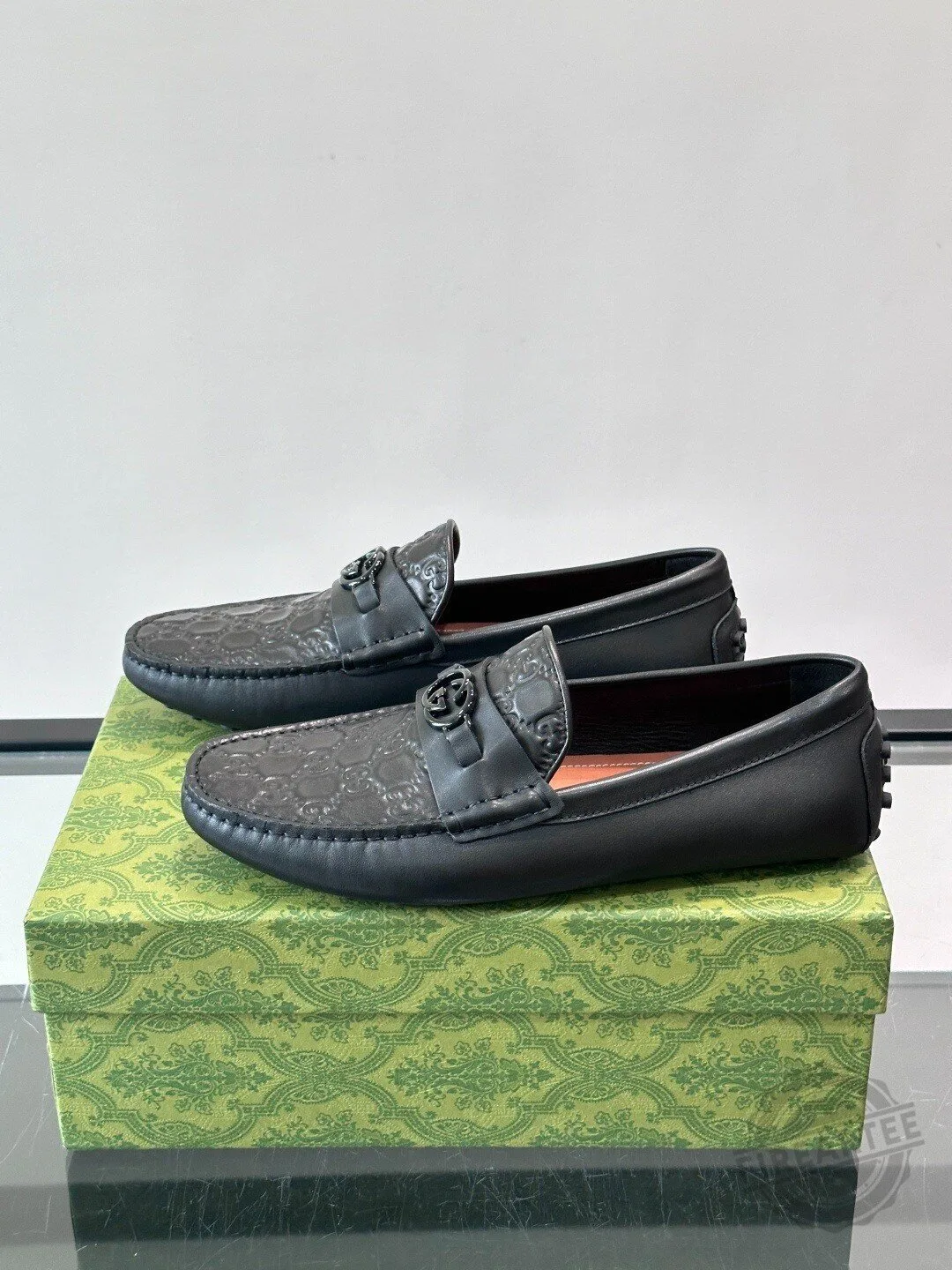 Gucci Black Leather Embossed Interlocking G Loafers for Men 7 Gucci Black Leather Embossed Interlocking G Loafers for Men