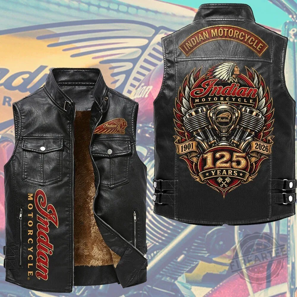 Indian Motorcycle 125th Anniversary Sleeveless Leather Motorcycle Vest