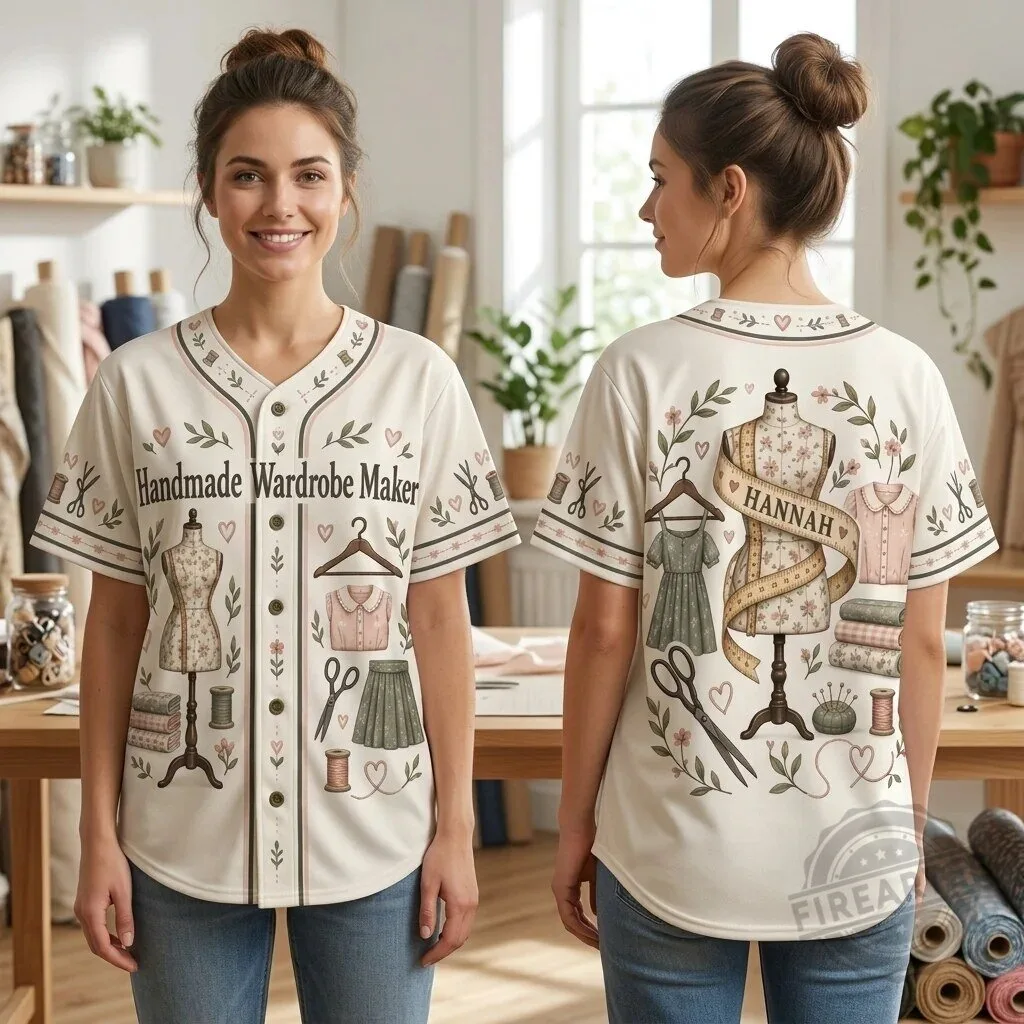 Handmade Wardrobe Maker Personalized Sewing Themed Baseball Jersey for Sewists