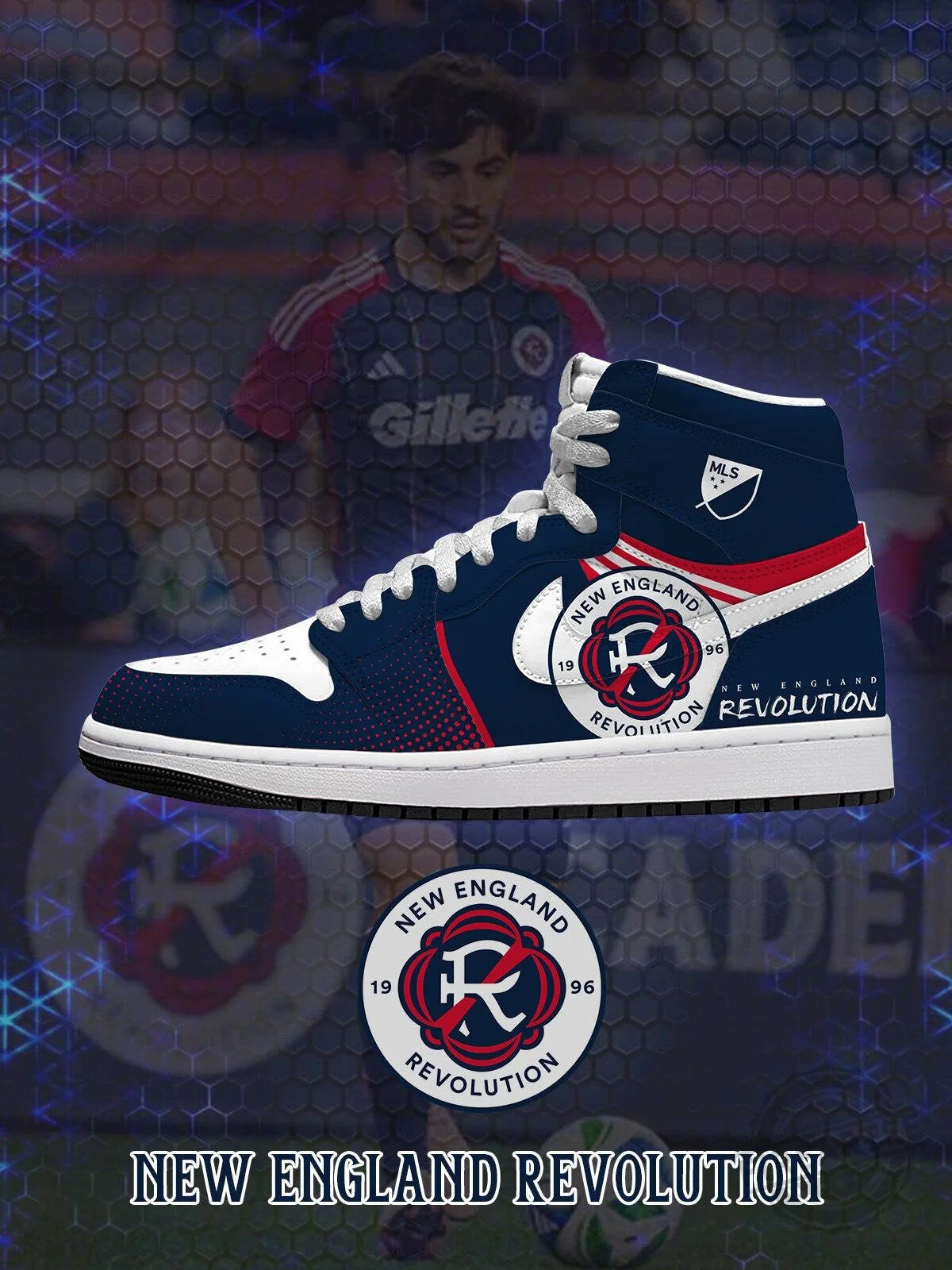 New England Revolution Soccer Team High-Top Sneakers
