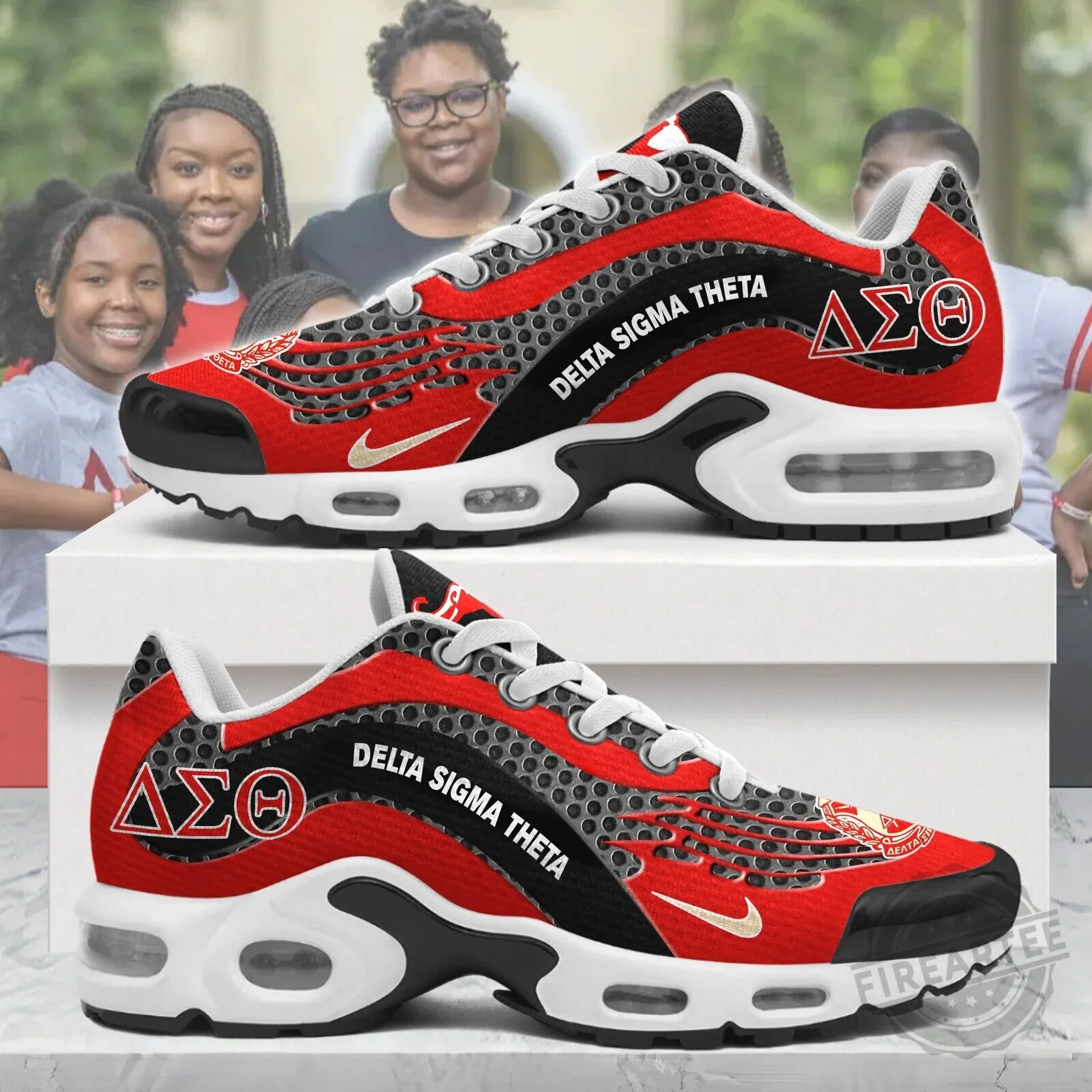 Delta Sigma Theta Sorority Incorporated Red Black Athletic Running Shoes