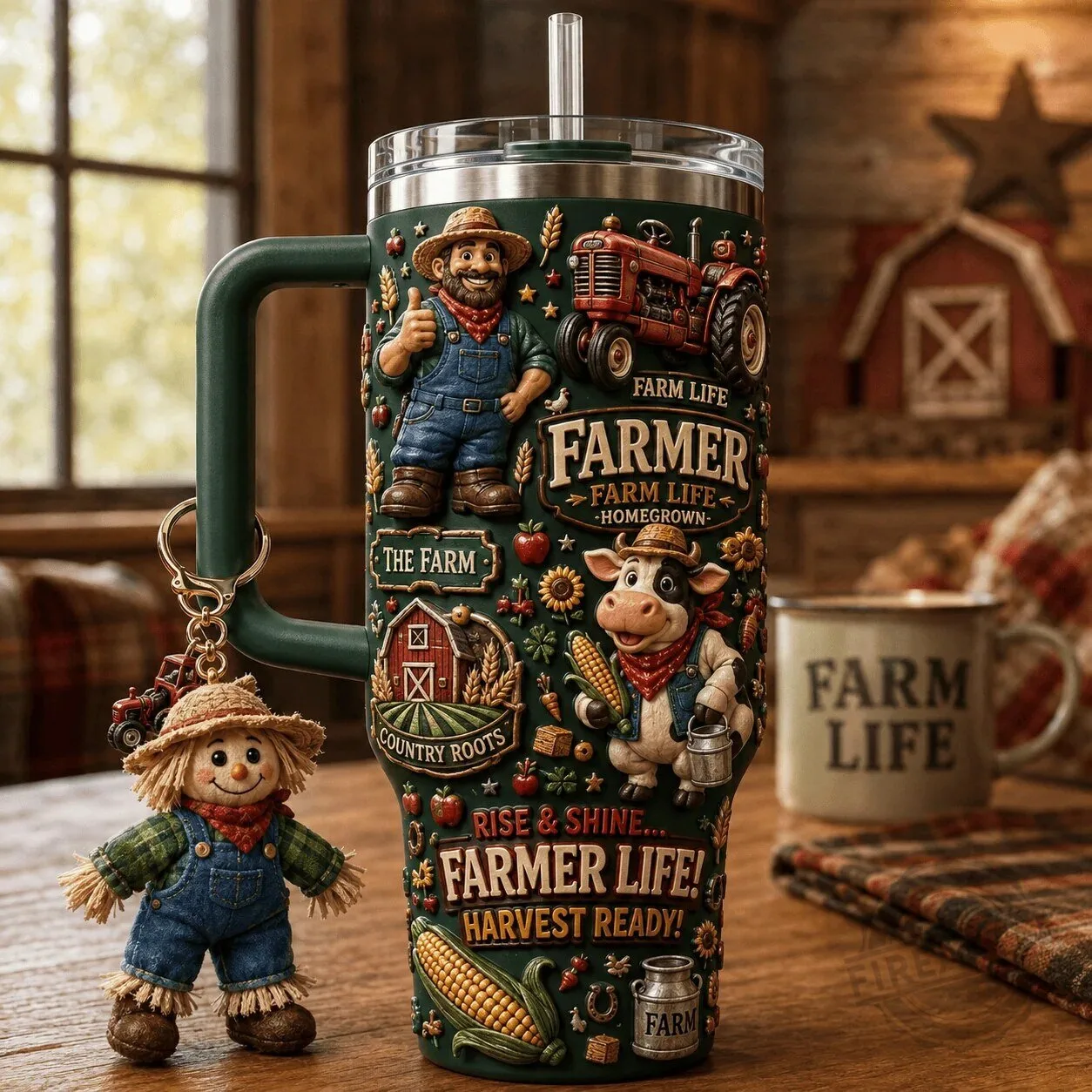 Farmer Life Harvest Ready Personalized Tumbler with Handle and Straw