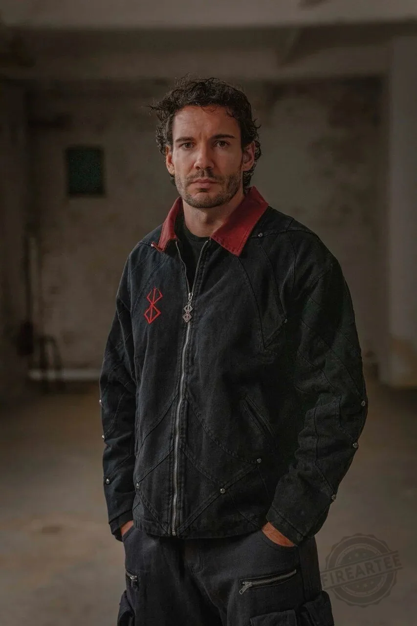 Berserk Brand of Sacrifice Embroidered Black Denim Workwear Jacket 11 Berserk Brand of Sacrifice Embroidered Black Denim Workwear Jacket