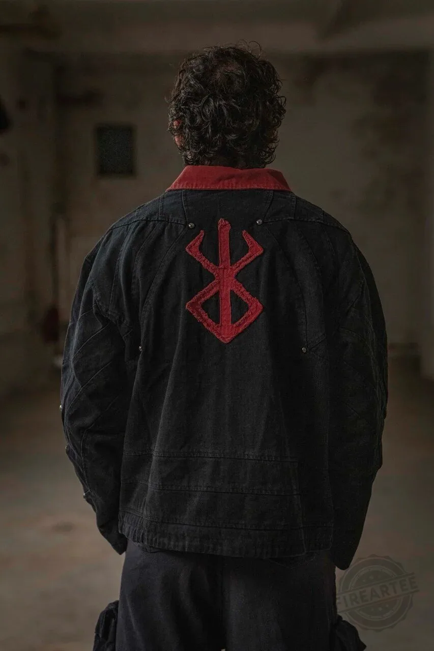 Berserk Brand of Sacrifice Embroidered Black Denim Workwear Jacket 12 Berserk Brand of Sacrifice Embroidered Black Denim Workwear Jacket