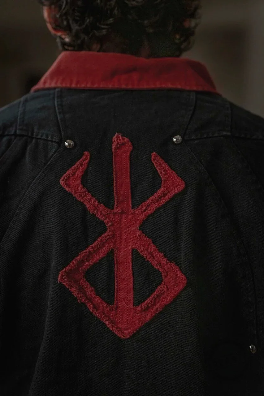 Berserk Brand of Sacrifice Embroidered Black Denim Workwear Jacket 13 Berserk Brand of Sacrifice Embroidered Black Denim Workwear Jacket