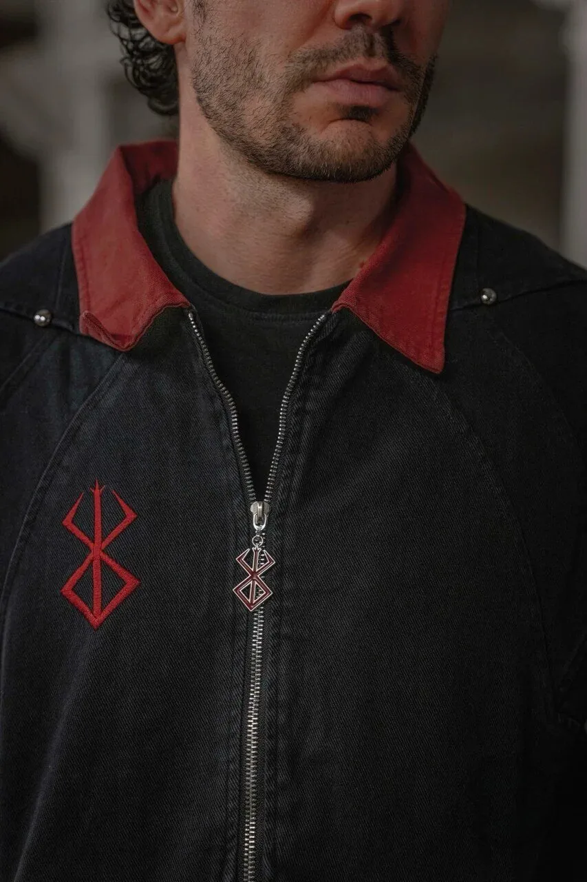 Berserk Brand of Sacrifice Embroidered Black Denim Workwear Jacket 15 Berserk Brand of Sacrifice Embroidered Black Denim Workwear Jacket