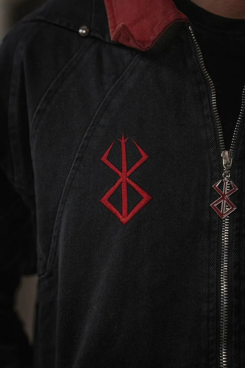 Berserk Brand of Sacrifice Embroidered Black Denim Workwear Jacket 16 Berserk Brand of Sacrifice Embroidered Black Denim Workwear Jacket