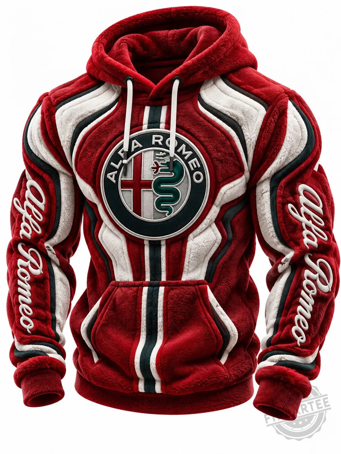 Alfa Romeo Racing Team Fan Gear Red and White Striped Hoodie with Logo