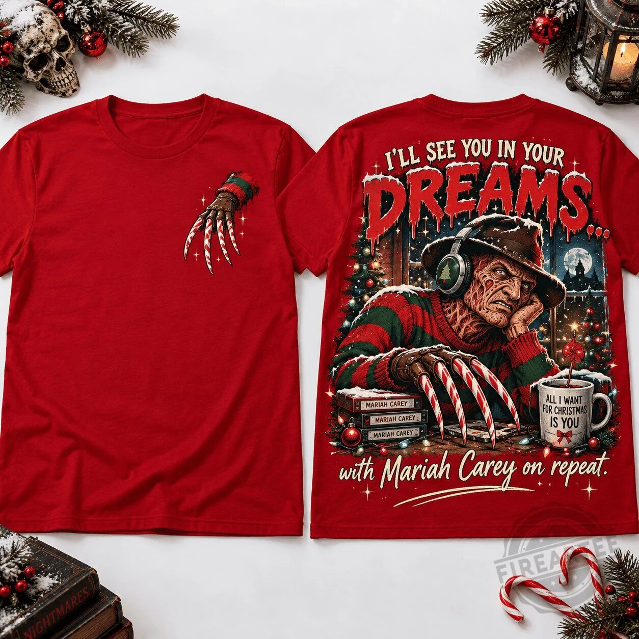 A Nightmare on Elm Street Freddy Krueger Christmas I'll See You In Your Dreams T-Shirt