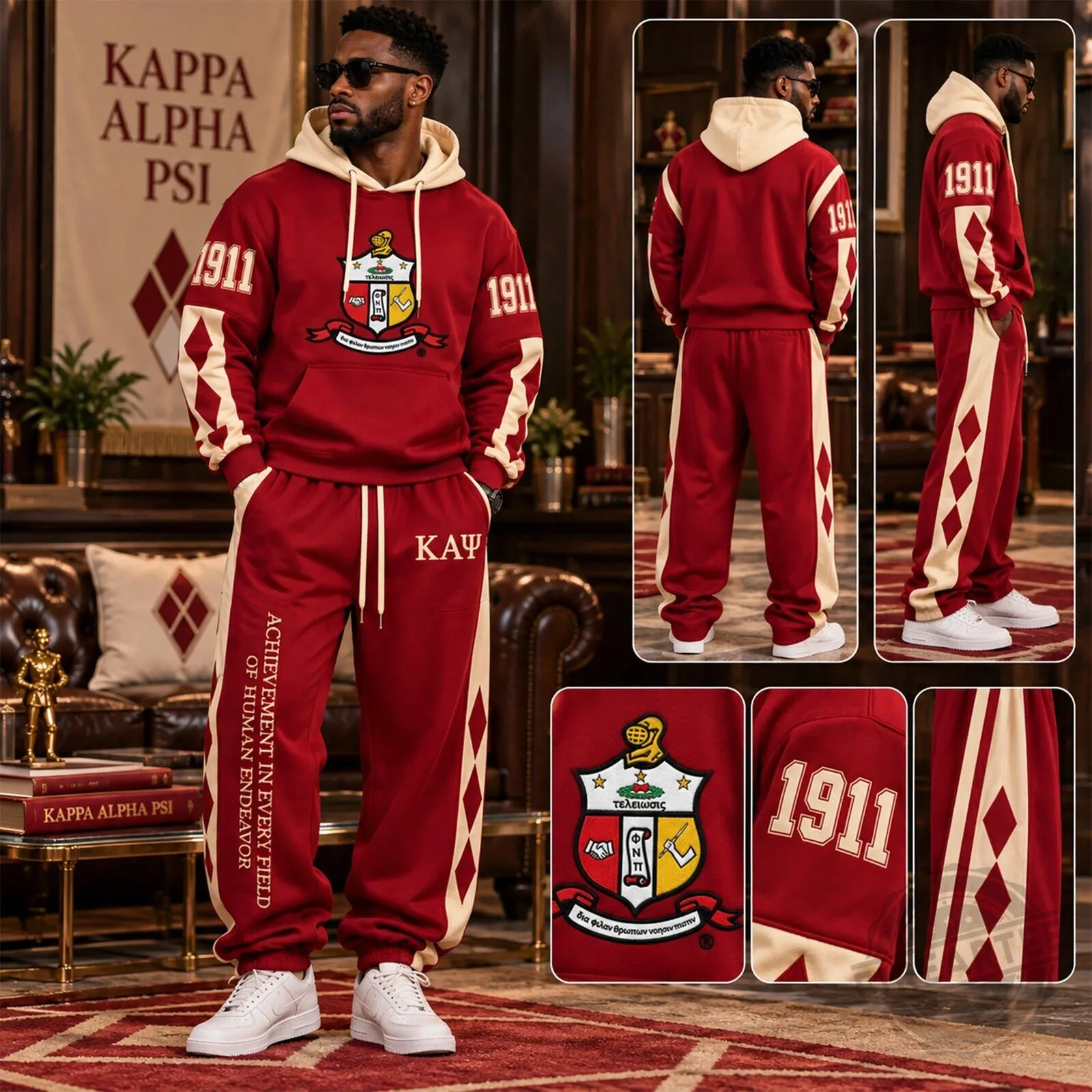 Kappa Alpha Psi Fraternity 1911 Achievement Hoodie and Jogger Set