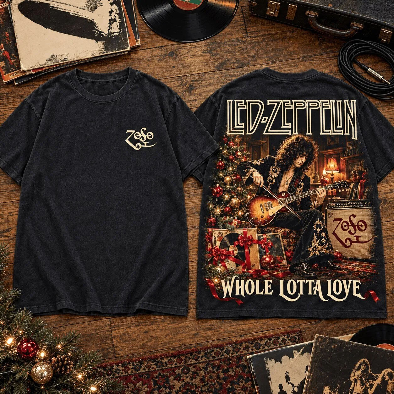 Led Zeppelin Whole Lotta Love Christmas Holiday Rock Band T-Shirt