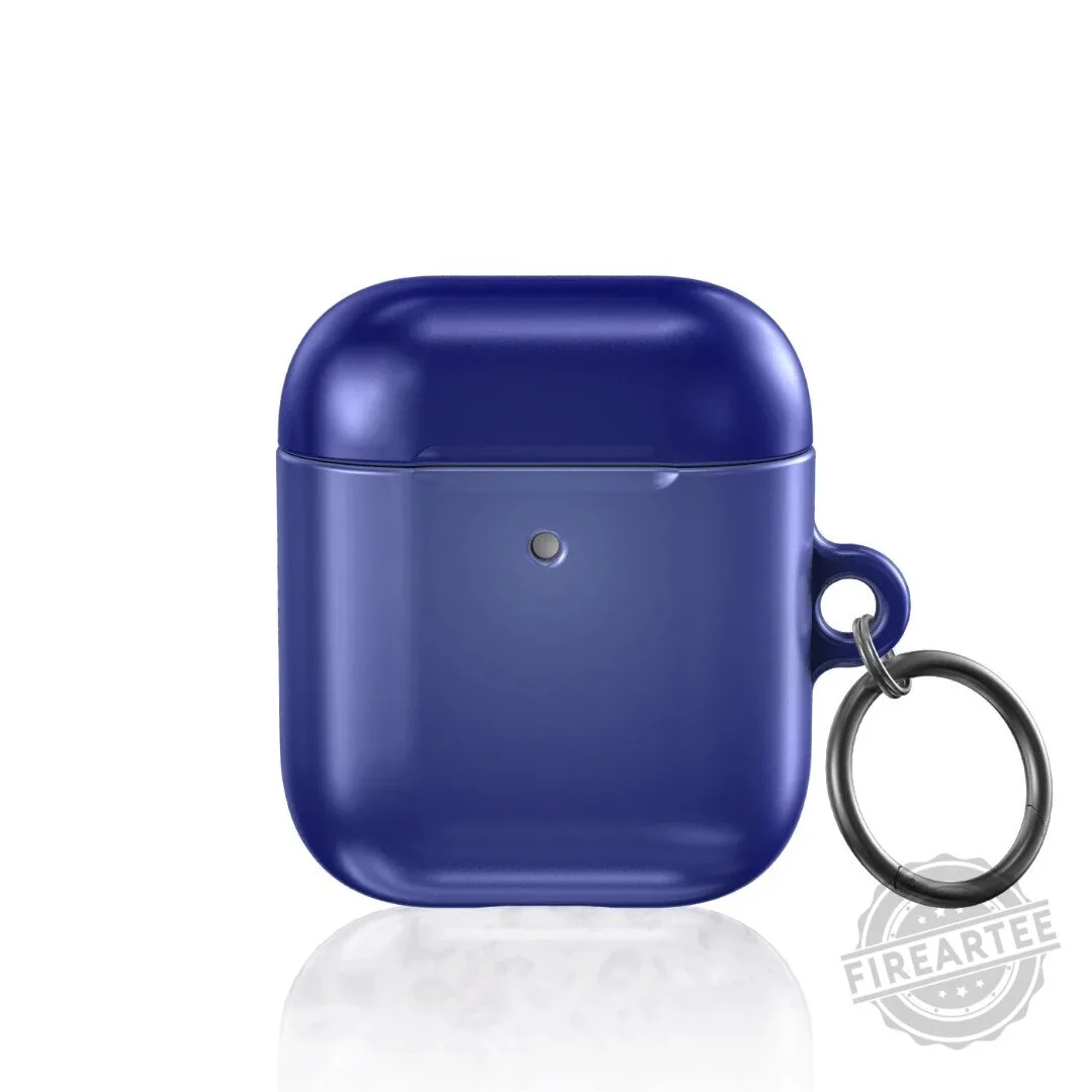 Blueberry Solid Color Protective Earbuds Case with Keychain Ring